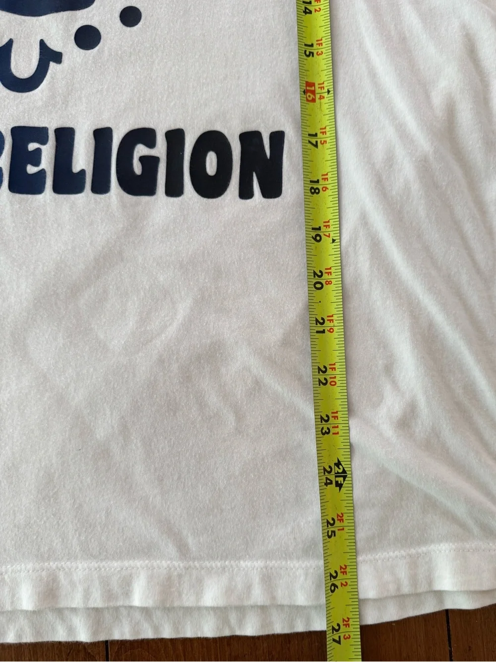 True Religion Men's White Tee Shirt with Blue Buddha Face 💯 Cotton Size Medium